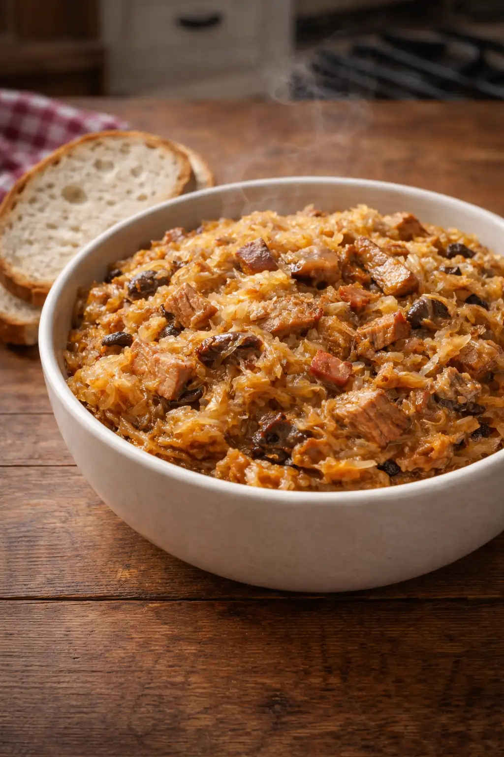 Bigos tradycyjny-polski z kapusty kiszonej i białej.