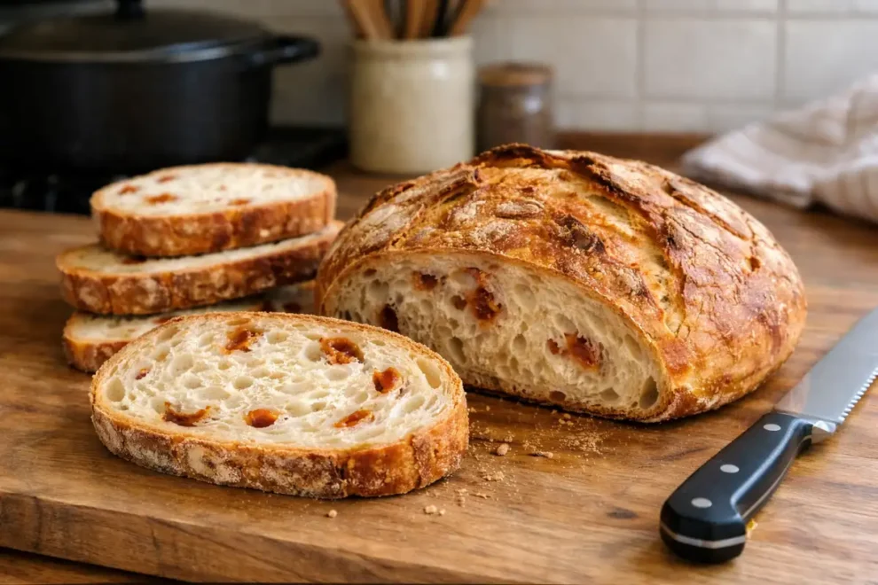 Chleb pszenny z garnka, z pomidorami – prosty przepis na aromatyczny domowy bochenek