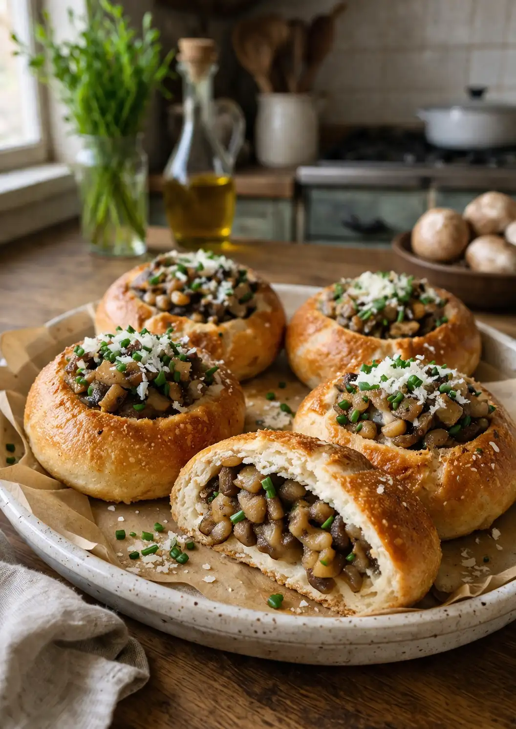 Faszerowane bułeczki z pieczarkami – prosty przepis na ciepłą przekąskę
