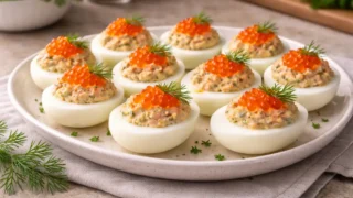 Jajka z łososiem i kawiorem – wyborna, błyskawiczna, imprezowa przekąska