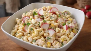 Sałatka makaronowa z rzodkiewką i piersią kurczaka – szybki i sycący przepis