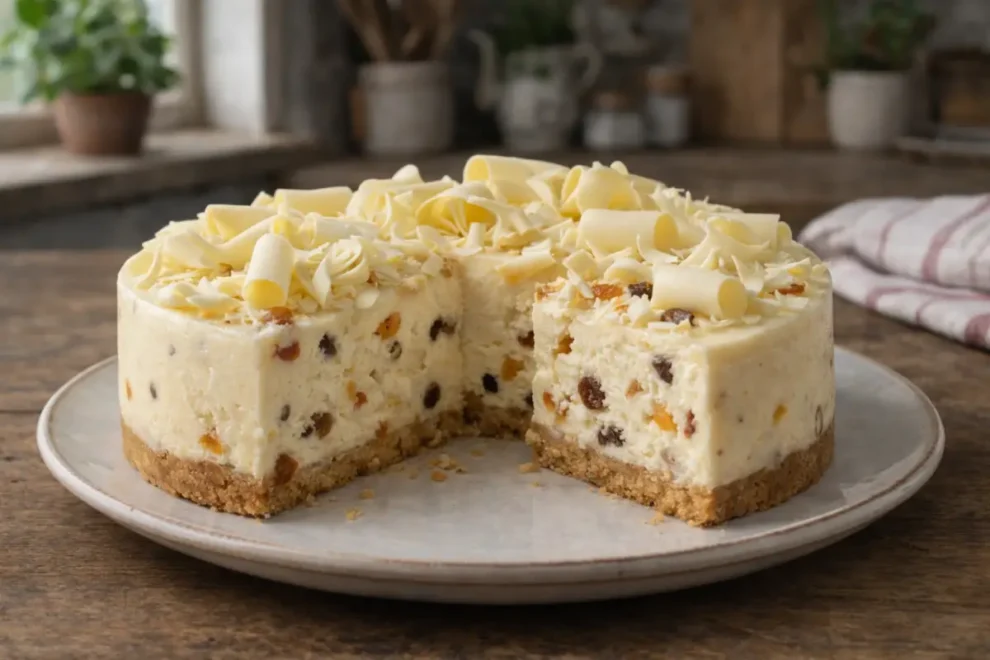 Sernik z białą czekoladą i bakaliami – kremowy, wilgotny i bardzo udany