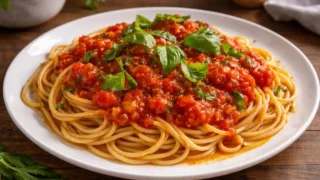 Spaghetti wegetariańskie w sosie pomidorowym – prosty przepis na domowy obiad