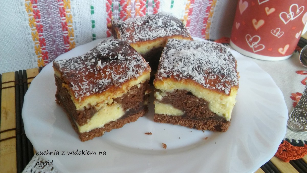 Murzynek z serem. Ciasto czekoladowo serowe. Sernik Izaura.