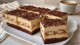 CIASTO KOSTKA CAPPUCCINO – prosty przepis na delikatny deser z kremem kawowym