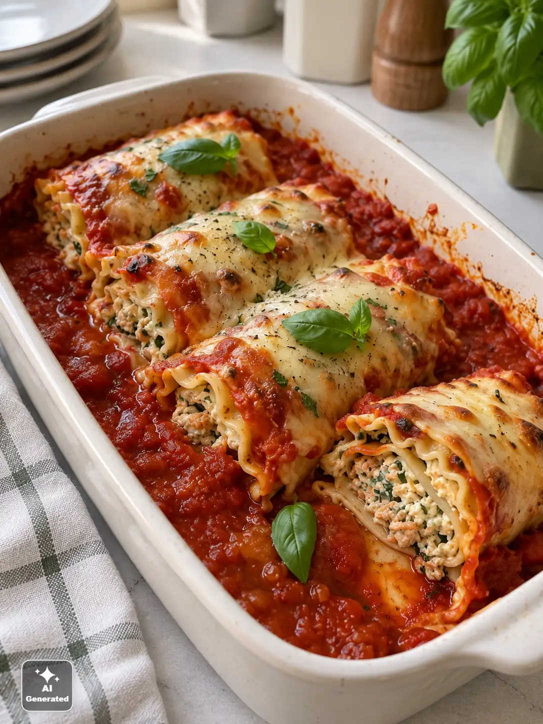 Roladki a’la lasagne z sosem pomidorowym - fit przepis na sycący obiad