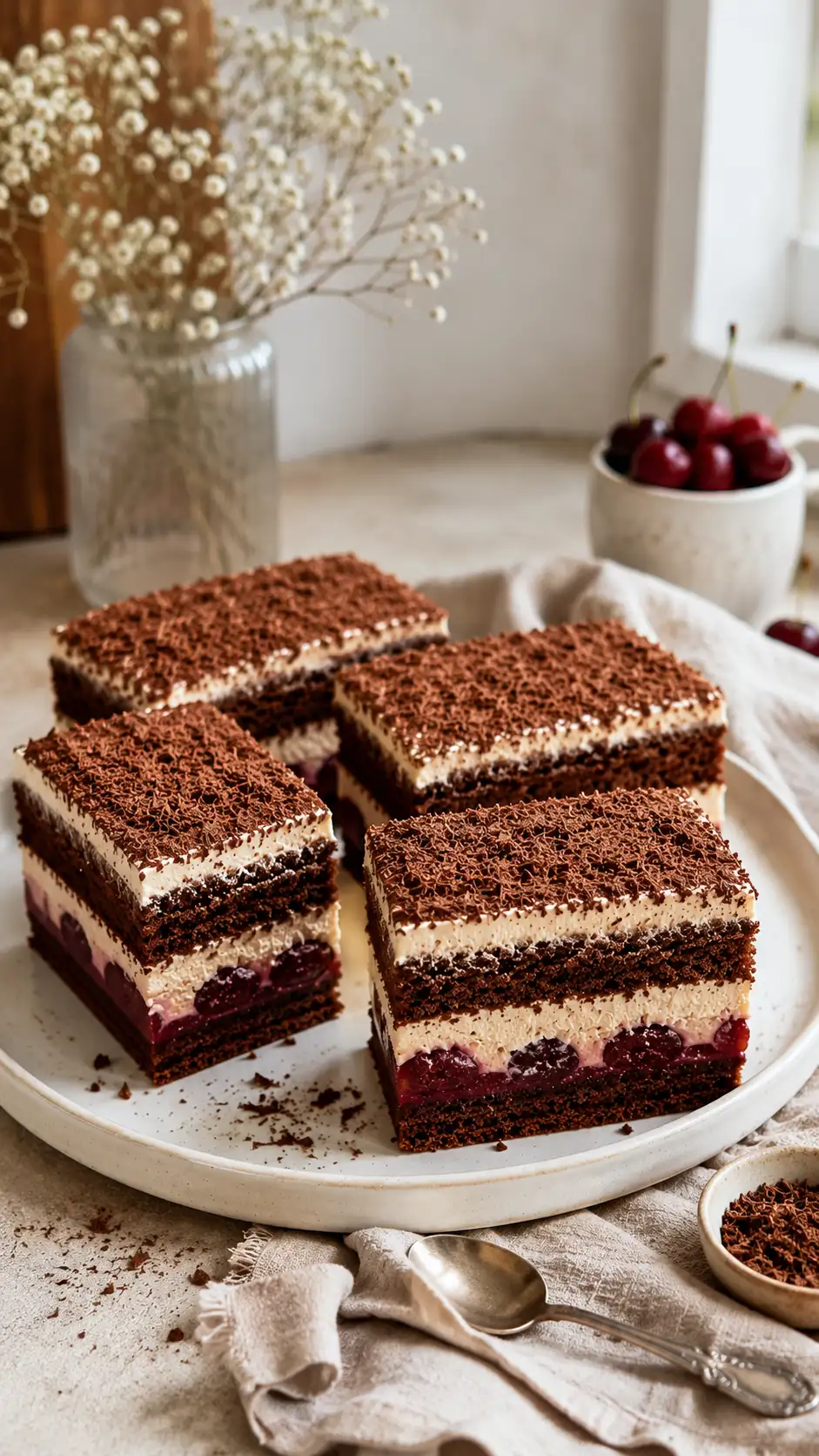 Ciasto Chałwowiec z wiśniami – prosty przepis na efektowny deser