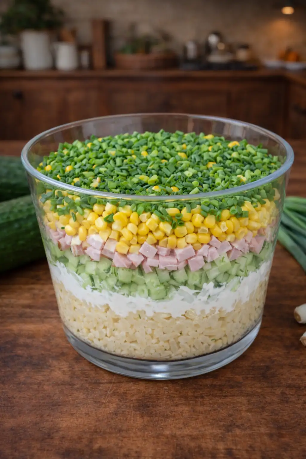 Wiosenna warstwowa sałatka z ogórkiem