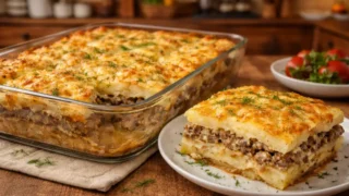 Zapiekanka ziemniaczana z mięsem mielonym i pieczarkami – sycący przepis na domowy obiad