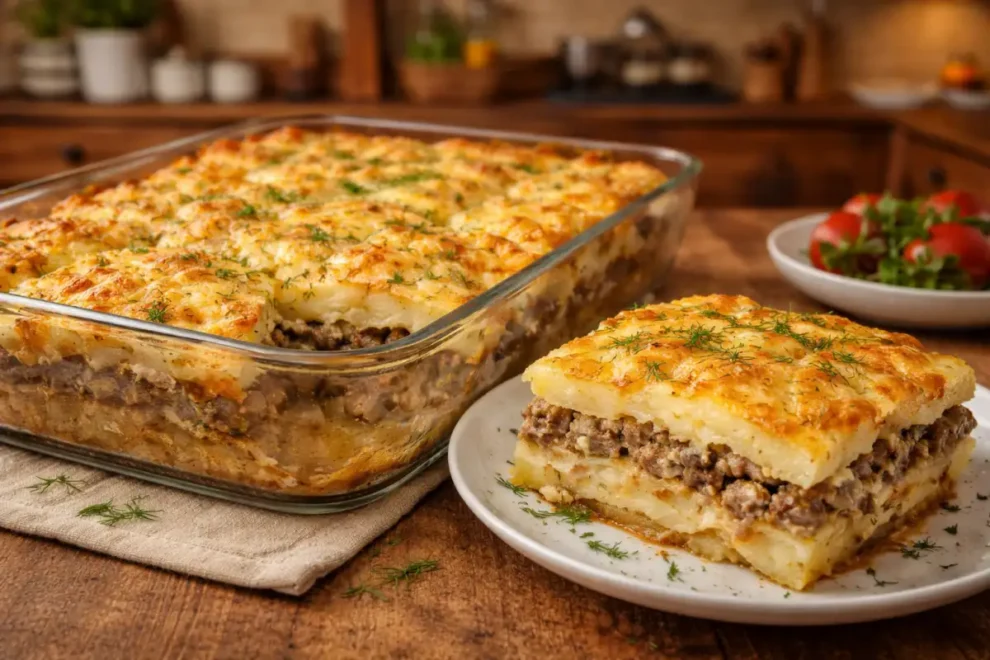Zapiekanka ziemniaczana z mięsem mielonym i pieczarkami – sycący przepis na domowy obiad