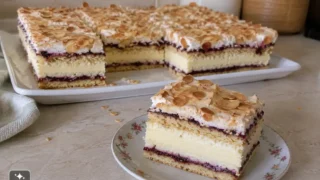 Ciasto Pani Walewska – kruchy wypiek z bezą i kremem budyniowym