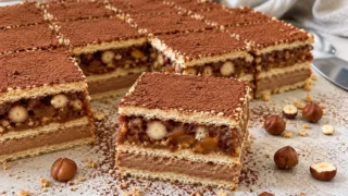 Ciasto Ferrero Rocher – prosty deser bez pieczenia z kajmakiem i orzechami