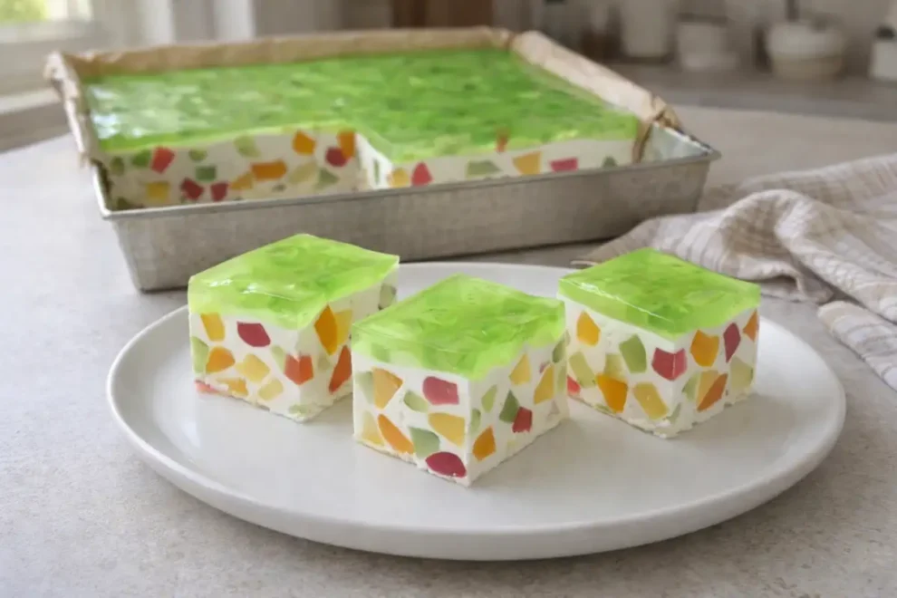 Ciasto Wiosenny śmietanowiec – lekki deser z galaretkami