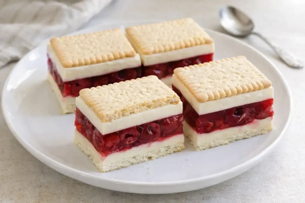 Ciasto Kanapka wiśniowa – prosty przepis na lekki deser bez pieczenia