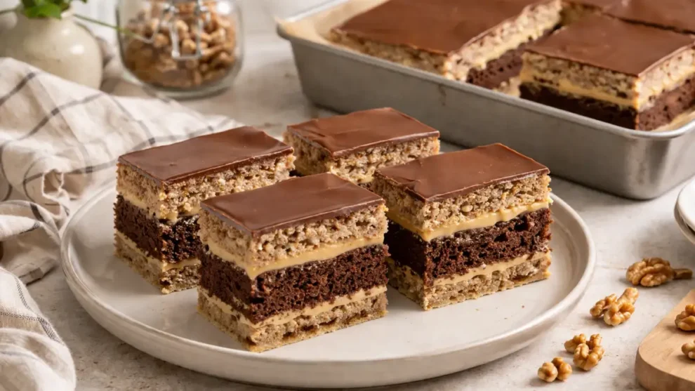 Ciasto Marzenie – efektowne ciasto z kajmakiem i orzechami