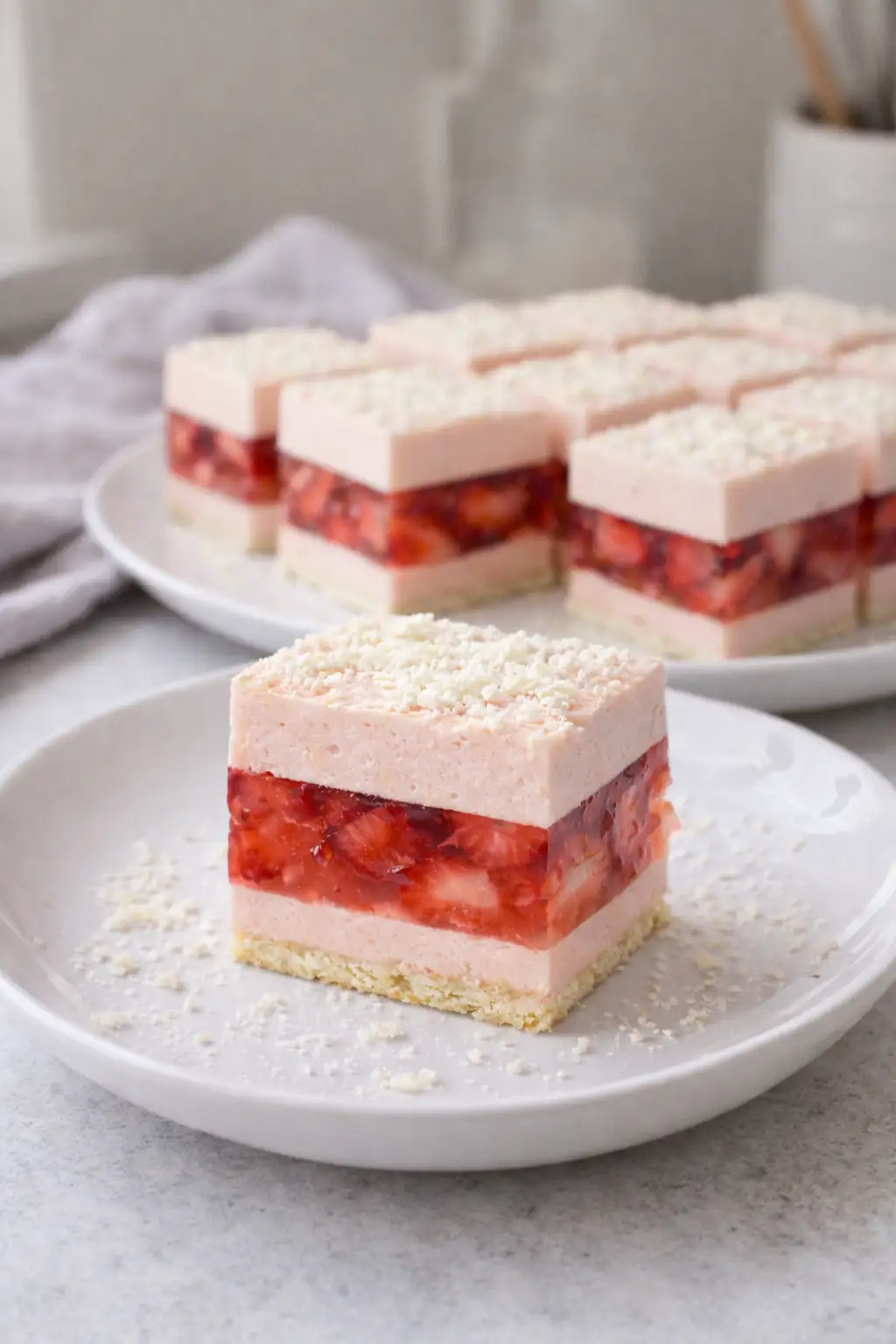 Truskaweczka – lekkie ciasto bez pieczenia z pianką i truskawkami