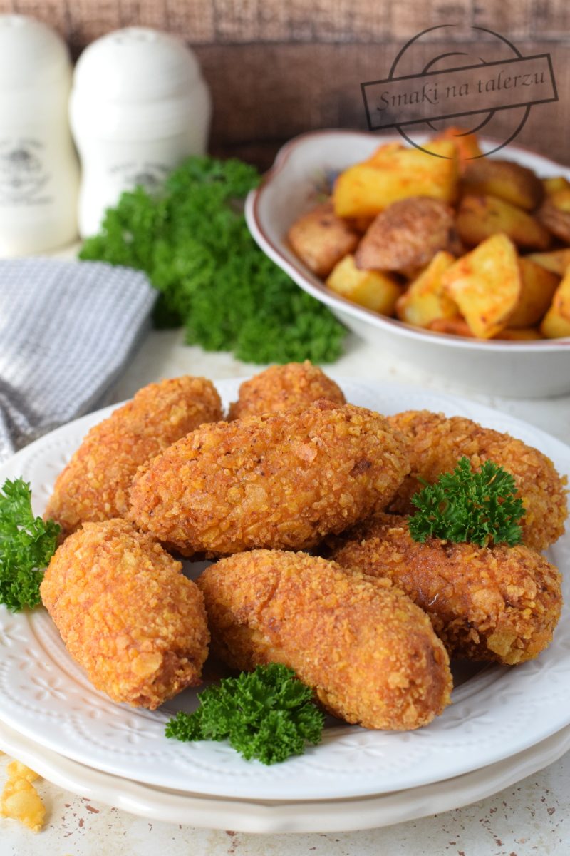 Chrupiące paluchy z kurczaka + pieczone ziemniaczki