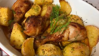 Zapiekane podudzia kurczaka z ziemniakami