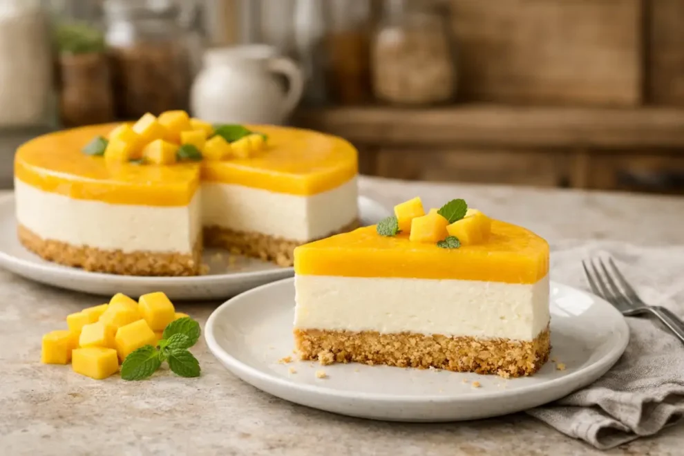 Torcik jogurtowy bez pieczenia z mango – lekki, kremowy i prosty przepis