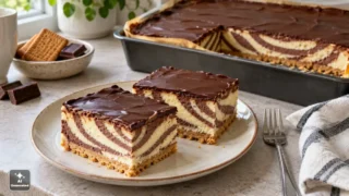 Sernik zebra śmietankowo-czekoladowy na herbatnikach
