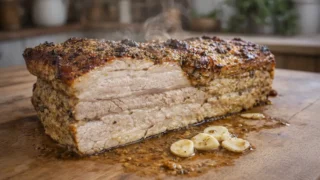 Boczek pieczony z piekarnika w marynacie musztardowej – soczysty i prosty przepis