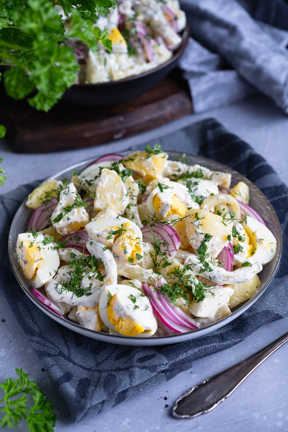 Sałatka ziemniaczana z jajkiem i fasolką szparagową