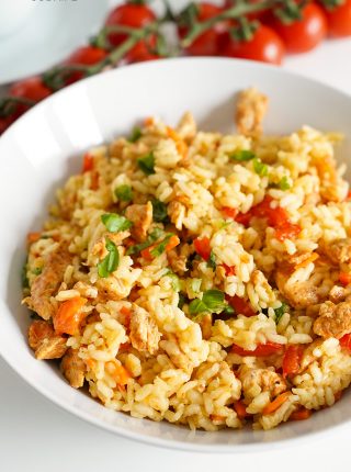 Risotto z kurczakiem i mieszanką chińską