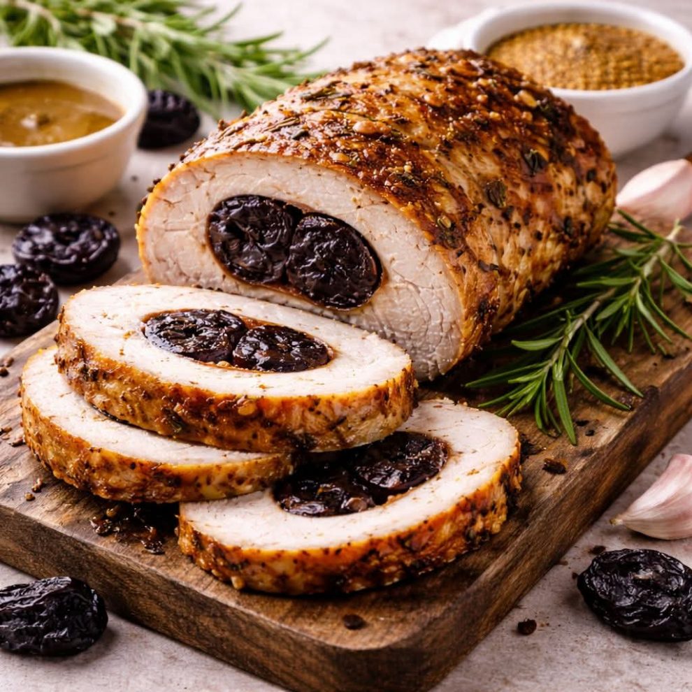 Schab faszerowany suszoną śliwką