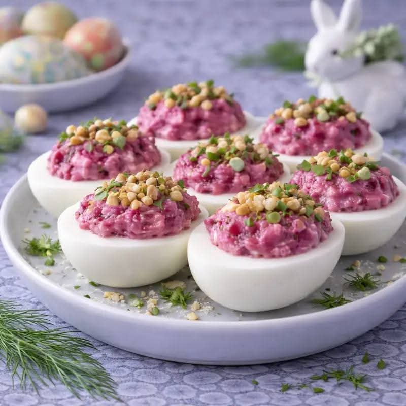 Jajka faszerowane buraczkami