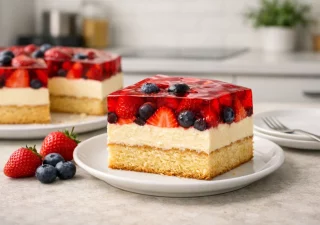 Ciasto z kremem i galaretką oraz owocami – efektowny deser na każdą okazję, który zawsze się udaje
