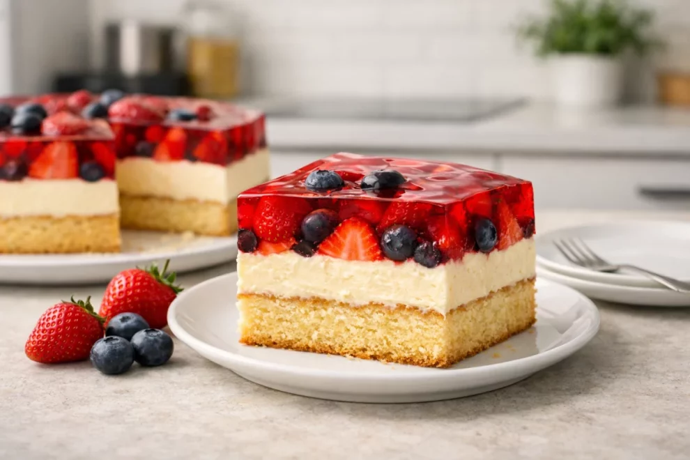 Ciasto z kremem i galaretką oraz owocami – efektowny deser na każdą okazję, który zawsze się udaje