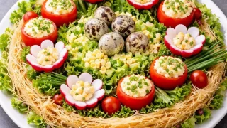 Świąteczne gniazdo sałatkowe