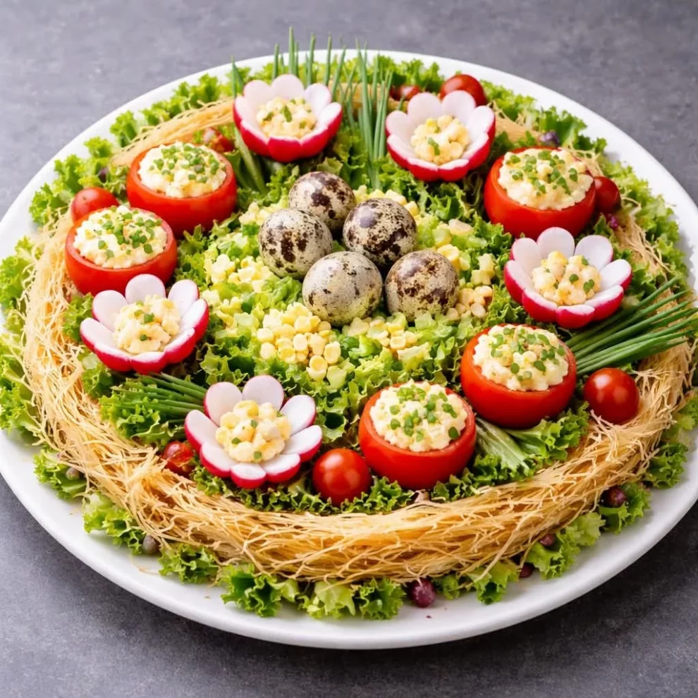 Świąteczne gniazdo sałatkowe