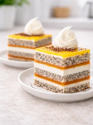 Ciasto makowe z kremem i galaretką