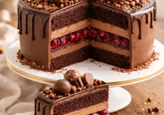 Tort Czekoladowe Serce – efektowny deser czekoladowy z malinową warstwą