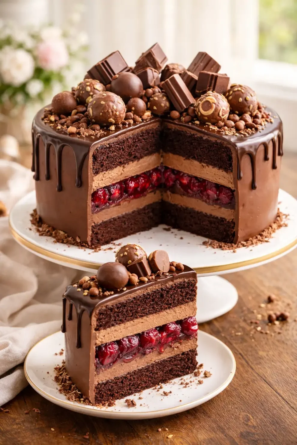 Tort Czekoladowe Serce – efektowny deser czekoladowy z malinową warstwą