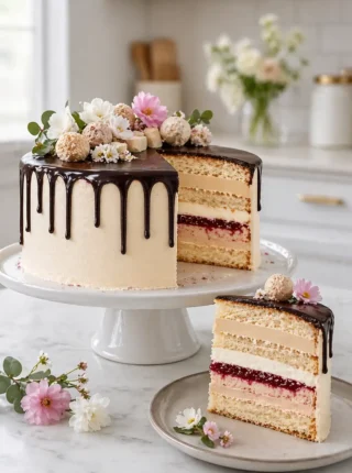 Tort chałwowo – waniliowy – wyraźny w smaku, kremowy i naprawdę efektowny