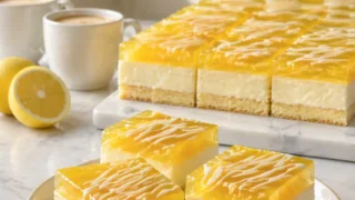 Cytrynowiec – warstwowe ciasto z kremem, galaretką i lukrem