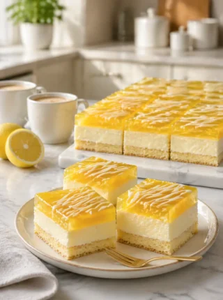 Cytrynowiec – warstwowe ciasto z kremem, galaretką i lukrem