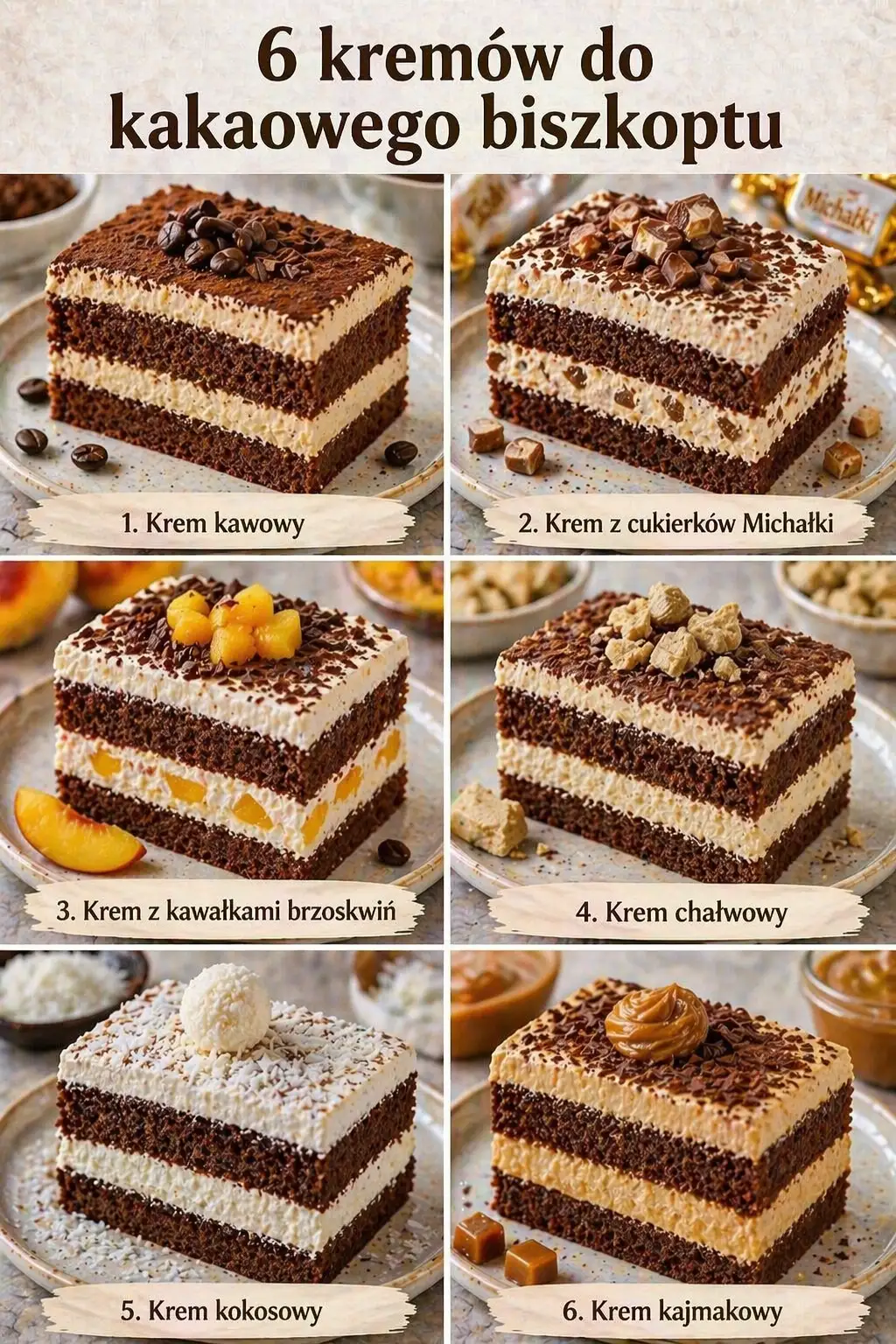 6 kremów do kakaowego biszkoptu – prosty przepis na efektowne ciasta