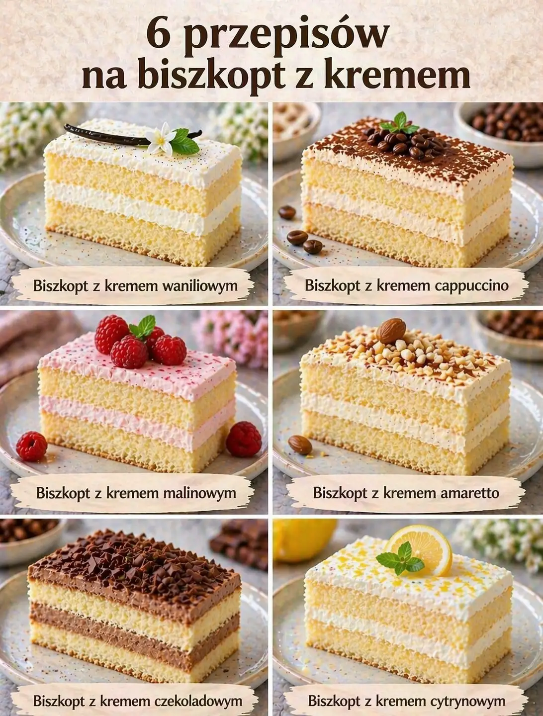 6 przepisów na biszkopt z kremem
