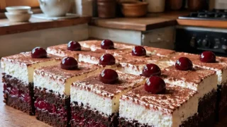 Ciasto kakaowe z wiśniami i kremem śmietankowym – wilgotne, efektowne i bardzo smaczne