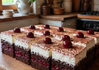 Ciasto kakaowe z wiśniami i kremem śmietankowym – wilgotne, efektowne i bardzo smaczne