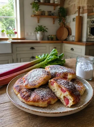 Drożdżowe racuchy z rabarbarem – puszysty przepis na domowy podwieczorek