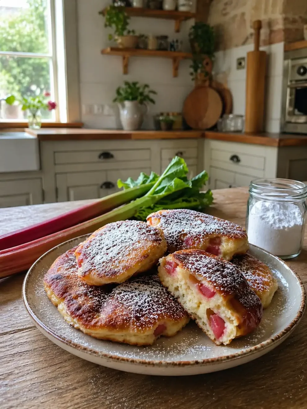 Drożdżowe racuchy z rabarbarem – puszysty przepis na domowy podwieczorek