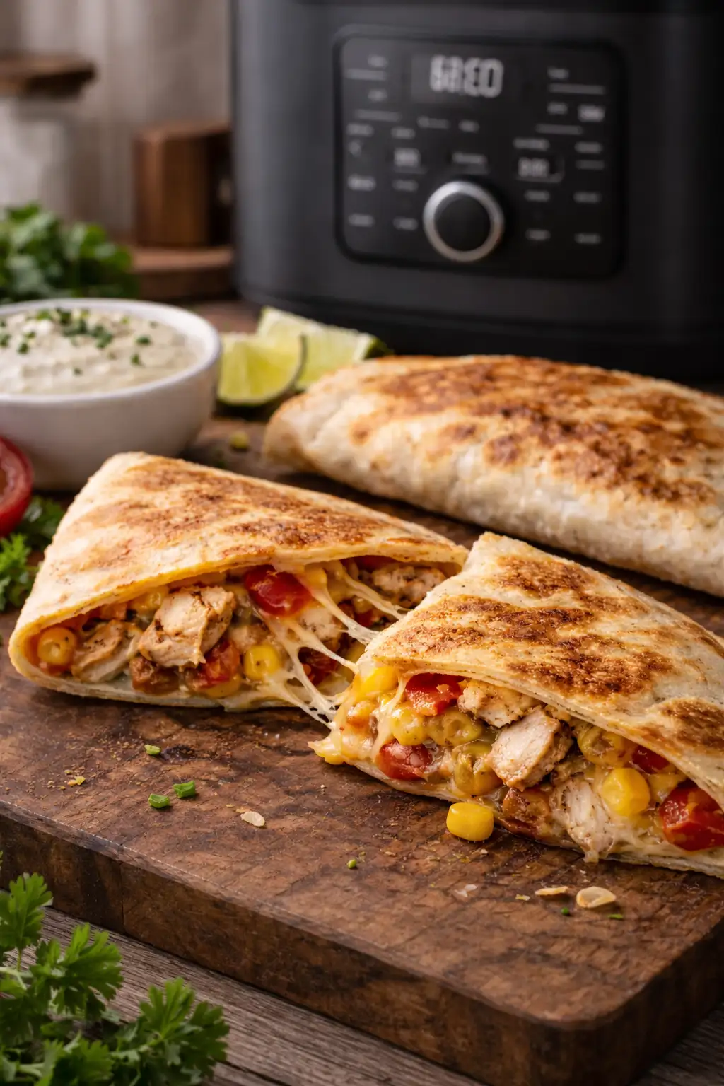 Hit z Air Fryer: tortilla z kurczakiem i ciągnącym serem – chrupiąca jak z restauracji