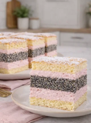 Ciasto z makiem i bitą śmietaną – lekkie, warstwowe i naprawdę efektowne