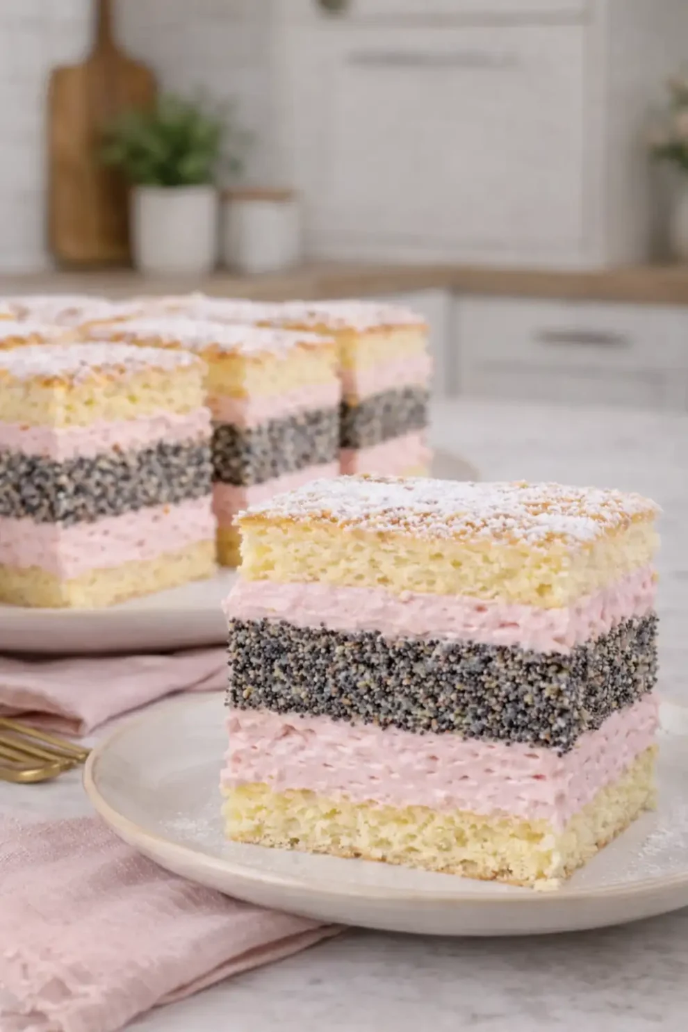 Ciasto z makiem i bitą śmietaną – lekkie, warstwowe i naprawdę efektowne