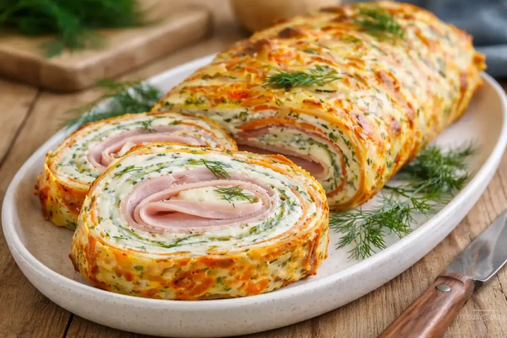 Rolada warzywna z serkiem i szynką – prosty przepis na efektowną przekąskę