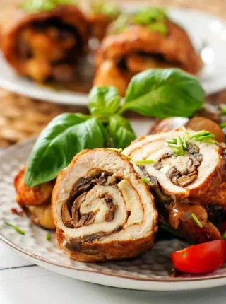 Soczyste roladki z kurczaka z pieczarkami i mozzarellą